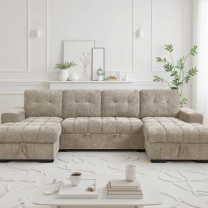 Palermo Sofabed Beige U Shape Corner