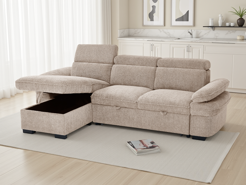 Hudson Sofabed Beige Universal Corner - Image 2