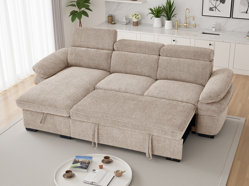 Hudson Sofabed Beige Universal Corner - Image 3